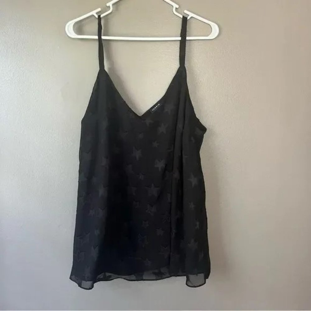 Torrid Black Chiffon Sophie Swing Cami with clip stars 1X